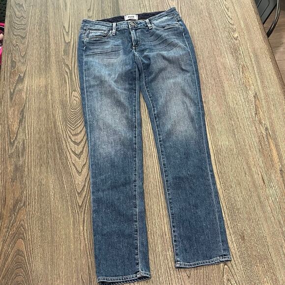 Paige Jimmy Jimmy Skinny Boyfriend Jeans Mid Rise Denim Tiger Lily Blue Size 25 - Picture 1 of 11